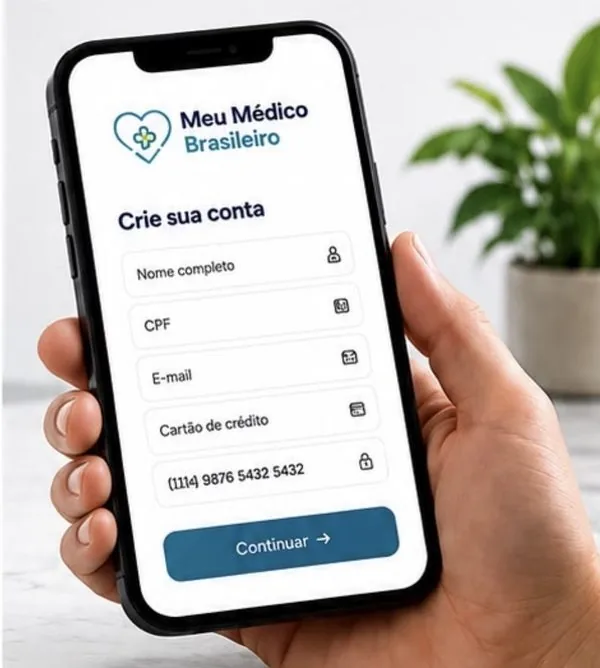 Cadastro no aplicativo Meu Médico Brasileiro