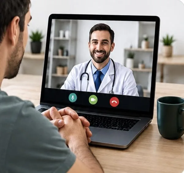 Videochamada com médico brasileiro